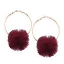 KOLCZYKI KOŁA POMPON CZERWIEŃ WINNA K632W KOLCZYKI KOŁA POMPON CZERWIEŃ WINNA K632W