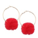 KOLCZYKI KOŁA POMPON CZERWONE K632CZE KOLCZYKI KOŁA POMPON CZERWONE K632CZE
