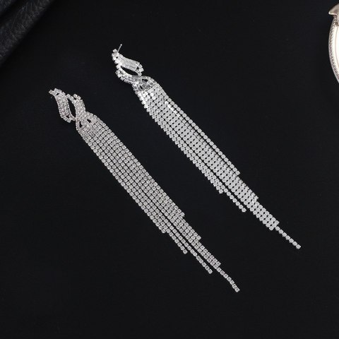 KOLCZYKI Długie 15,6 cm Ozdobne cyrkonie sztyft K1694 KOLCZYKI Długie 15,6 cm Ozdobne cyrkonie sztyft K1694