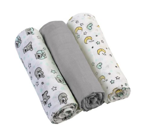 348/01 PIELUSZKI MUŚLINOWE SZARE 3SZT BabyOno 348/01 PIELUSZKI MUŚLINOWE SZARE 3SZT BabyOno