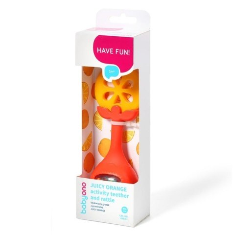 499/01 GRYZAK Z GRZECHOTKĄ EDUKACYJNY JUICY ORANGE BabyOno 499/01 GRYZAK Z GRZECHOTKĄ EDUKACYJNY JUICY ORANGE BabyOno