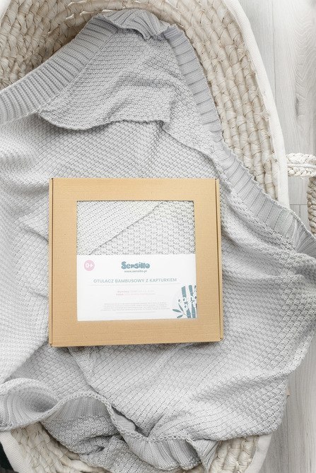 OTULACZ Z KAPTURKIEM 100% BAMBOO GIFT SZARY OTULACZ Z KAPTURKIEM 100% BAMBOO GIFT SZARY