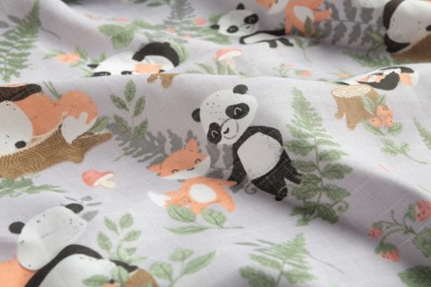 OTULACZ MUŚLINOWY PANDA I LIS 120X120 CM OTULACZ MUŚLINOWY PANDA I LIS 120X120 CM