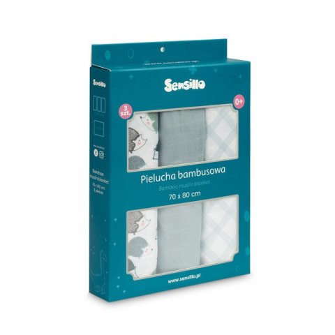 PIELUCHA BAMBUSOWA 3-pak JEŻYK BLUE 70X80 PIELUCHA BAMBUSOWA 3-pak JEŻYK BLUE 70X80