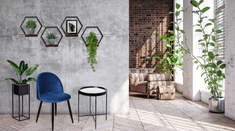 Kwietnik metalowy półka czarna Honung Rustic loft Kwietnik metalowy półka czarna Honung Rustic loft