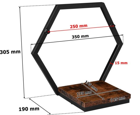 Kwietnik metalowy półka czarna Honung Rustic loft Kwietnik metalowy półka czarna Honung Rustic loft