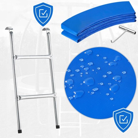 Trampolina z siatką i drabinką HENZEN 244 cm niebieska FT 8 Trampolina z siatką i drabinką HENZEN 244 cm niebieska FT 8
