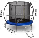 Trampolina z siatką i drabinką HENZEN 244 cm niebieska FT 8