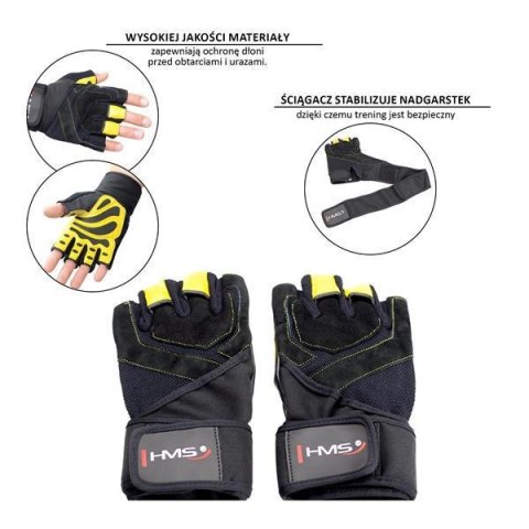 RST01 BLACK/YELLOW ROZM. M RĘKAWICE NA SIŁOWNIĘ HMS RST01 BLACK/YELLOW ROZM. M RĘKAWICE NA SIŁOWNIĘ HMS