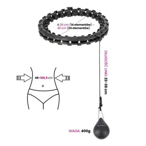 HHW01 BLACK HULA HOP Z WYPUSTKAMI I OBCIĄŻNIKIEM HMS HHW01 BLACK HULA HOP Z WYPUSTKAMI I OBCIĄŻNIKIEM HMS
