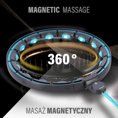 HHM17 HULA HOP BLACK/TURQUOISE Z MAGNESAMI I OBCIĄŻNIKIEM + LICZNIK HMS HHM17 HULA HOP BLACK/TURQUOISE Z MAGNESAMI I OBCIĄŻNIKIEM + LICZNIK HMS