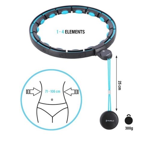 HHM17 HULA HOP BLACK/TURQUOISE Z MAGNESAMI I OBCIĄŻNIKIEM + LICZNIK HMS HHM17 HULA HOP BLACK/TURQUOISE Z MAGNESAMI I OBCIĄŻNIKIEM + LICZNIK HMS