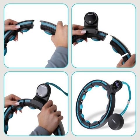 HHM17 HULA HOP BLACK/TURQUOISE Z MAGNESAMI I OBCIĄŻNIKIEM + LICZNIK HMS HHM17 HULA HOP BLACK/TURQUOISE Z MAGNESAMI I OBCIĄŻNIKIEM + LICZNIK HMS