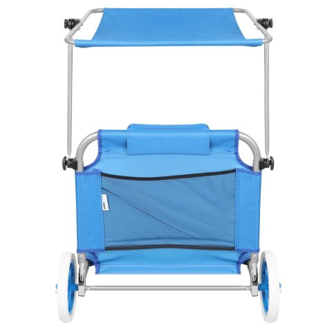 LEŻAK SKŁADANY PLAŻOWY Z DASZKIEM NA KÓŁKACH 116x62x60-90CM NIEBIESKI LEŻAK SKŁADANY PLAŻOWY Z DASZKIEM NA KÓŁKACH 116x62x60-90CM NIEBIESKI