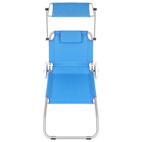 LEŻAK SKŁADANY PLAŻOWY Z DASZKIEM NA KÓŁKACH 116x62x60-90CM NIEBIESKI LEŻAK SKŁADANY PLAŻOWY Z DASZKIEM NA KÓŁKACH 116x62x60-90CM NIEBIESKI