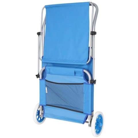 LEŻAK SKŁADANY PLAŻOWY Z DASZKIEM NA KÓŁKACH 116x62x60-90CM NIEBIESKI LEŻAK SKŁADANY PLAŻOWY Z DASZKIEM NA KÓŁKACH 116x62x60-90CM NIEBIESKI