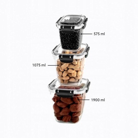 Kpl pojemników kwadratowych MASTER 3 cz. 575,1075,1900 ml Kpl pojemników kwadratowych MASTER 3 cz. 575,1075,1900 ml