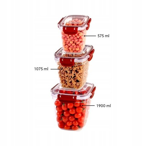 Kpl pojemników kwadratowych MASTER 3 cz. 575,1075,1900 ml Kpl pojemników kwadratowych MASTER 3 cz. 575,1075,1900 ml
