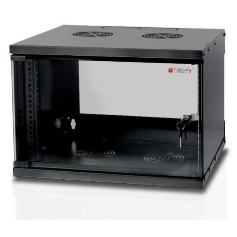 Szafka wisząca ECO 19cali 6U/450mm szklane drzwi zmontowana czarna Szafka wisząca ECO 19cali 6U/450mm szklane drzwi zmontowana czarna