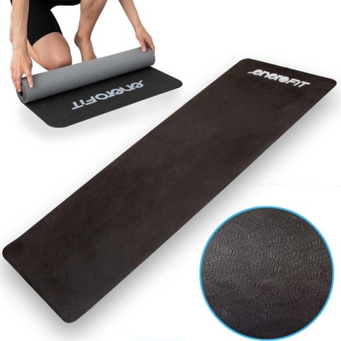 MATA DO JOGI I FITNESS TPE ANTYPOŚLIZGOWA CZARNO-SZARA ENERO FIT MATA DO JOGI I FITNESS TPE ANTYPOŚLIZGOWA CZARNO-SZARA ENERO FIT