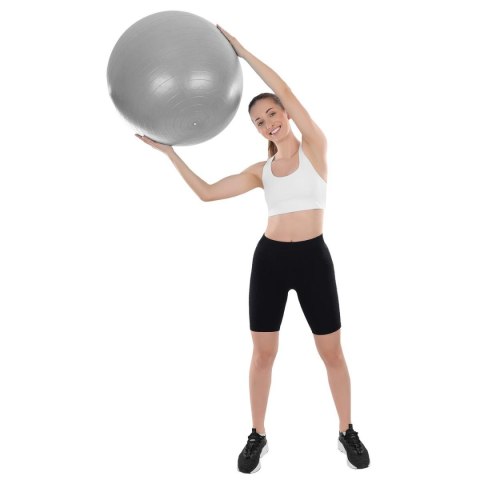 PIŁKA GIMNASTYCZNA DO ĆWICZEŃ FITNESS 75CM ANTIBURST SZARA PIŁKA GIMNASTYCZNA DO ĆWICZEŃ FITNESS 75CM ANTIBURST SZARA