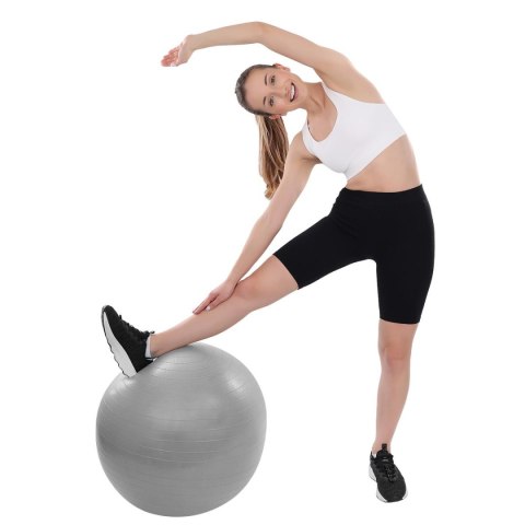 PIŁKA GIMNASTYCZNA DO ĆWICZEŃ FITNESS 75CM ANTIBURST SZARA PIŁKA GIMNASTYCZNA DO ĆWICZEŃ FITNESS 75CM ANTIBURST SZARA