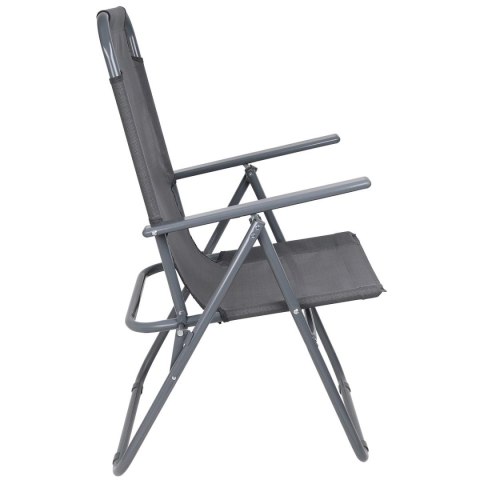 KRZESŁO TURYSTYCZNE Z PODŁOKIETNIKAMI 61x66x65-108CM SKŁADANE CIEMNO SZARE ENERO CAMP KRZESŁO TURYSTYCZNE Z PODŁOKIETNIKAMI 61x66x65-108CM SKŁADANE CIEMNO SZARE ENERO CAMP