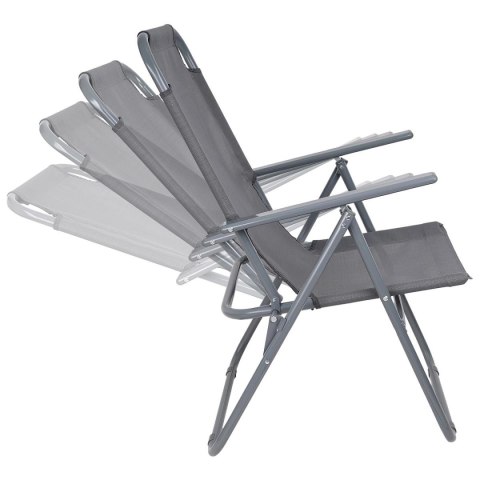 KRZESŁO TURYSTYCZNE Z PODŁOKIETNIKAMI 61x66x65-108CM SKŁADANE CIEMNO SZARE ENERO CAMP KRZESŁO TURYSTYCZNE Z PODŁOKIETNIKAMI 61x66x65-108CM SKŁADANE CIEMNO SZARE ENERO CAMP