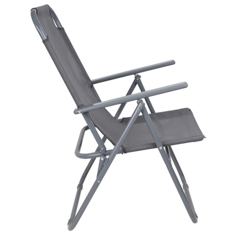 KRZESŁO TURYSTYCZNE Z PODŁOKIETNIKAMI 61x66x65-108CM SKŁADANE CIEMNO SZARE ENERO CAMP KRZESŁO TURYSTYCZNE Z PODŁOKIETNIKAMI 61x66x65-108CM SKŁADANE CIEMNO SZARE ENERO CAMP