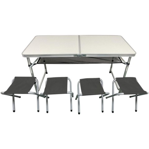 STOLIK TURYSTYCZNY SKŁADANY KEMPINGOWY 120x60x70/62/55CM 4 KRZESŁA I PÓŁKA STOLIK TURYSTYCZNY SKŁADANY KEMPINGOWY 120x60x70/62/55CM 4 KRZESŁA I PÓŁKA