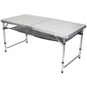 STOLIK TURYSTYCZNY SKŁADANY KEMPINGOWY 120x60x70/62/55CM 4 KRZESŁA I PÓŁKA