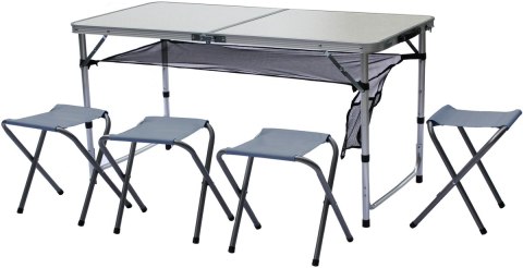 STOLIK TURYSTYCZNY SKŁADANY KEMPINGOWY 120x60x70/62/55CM 4 KRZESŁA I PÓŁKA STOLIK TURYSTYCZNY SKŁADANY KEMPINGOWY 120x60x70/62/55CM 4 KRZESŁA I PÓŁKA