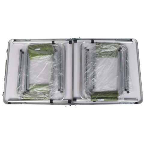 STOLIK TURYSTYCZNY SKŁADANY KEMPINGOWY 120X60X70/62/55CM + 4 KRZESŁA ZIELONY STOLIK TURYSTYCZNY SKŁADANY KEMPINGOWY 120X60X70/62/55CM + 4 KRZESŁA ZIELONY