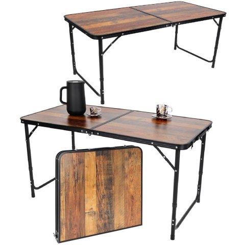 STOLIK TURYSTYCZNY SKŁADANY KEMPINGOWY 120X60X70/62/55CM DREWNO STOLIK TURYSTYCZNY SKŁADANY KEMPINGOWY 120X60X70/62/55CM DREWNO
