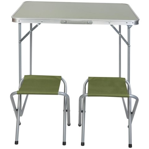 STOLIK TURYSTYCZNY SKŁADANY KEMPINGOWY 80X60X70CM I 2 KRZESŁA ZIELONY STOLIK TURYSTYCZNY SKŁADANY KEMPINGOWY 80X60X70CM I 2 KRZESŁA ZIELONY