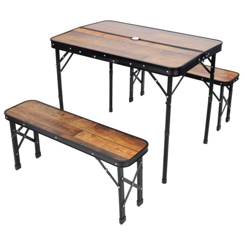 STOLIK TURYSTYCZNY SKŁADANY KEMPINGOWY 90x60x70CM I 2 ŁAWKI 87x23x39CM DREWNO STOLIK TURYSTYCZNY SKŁADANY KEMPINGOWY 90x60x70CM I 2 ŁAWKI 87x23x39CM DREWNO