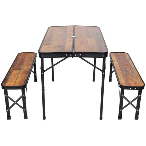 STOLIK TURYSTYCZNY SKŁADANY KEMPINGOWY 90x60x70CM I 2 ŁAWKI 87x23x39CM DREWNO STOLIK TURYSTYCZNY SKŁADANY KEMPINGOWY 90x60x70CM I 2 ŁAWKI 87x23x39CM DREWNO