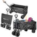 WÓZEK TURYSTYCZNO PLAŻOWY DELUXE SKŁADANY 90x57x73-96CM Z UCHWYTEM CZARNY