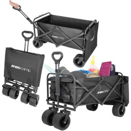 WÓZEK TURYSTYCZNO PLAŻOWY DELUXE SKŁADANY 90x57x73-96CM Z UCHWYTEM CZARNY