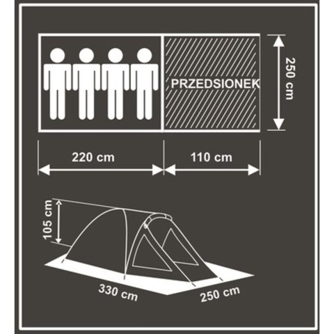 NAMIOT 4 OSOBOWY COMFORT 330x250x105CM ENERO CAMP NAMIOT 4 OSOBOWY COMFORT 330x250x105CM ENERO CAMP