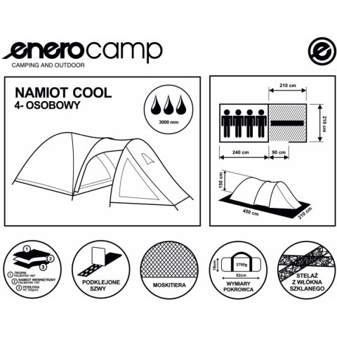 NAMIOT 4 OSOBOWY COOL CZARNO-NIEBIESKI ENERO CAMP NAMIOT 4 OSOBOWY COOL CZARNO-NIEBIESKI ENERO CAMP