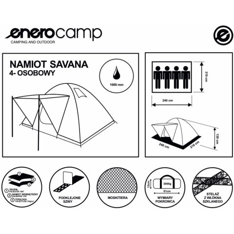 NAMIOT 4 OSOBOWY IGLO SAVANA 210x240x130CM NAMIOT 4 OSOBOWY IGLO SAVANA 210x240x130CM