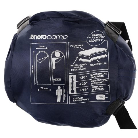 ŚPIWÓR TURYSTYCZNY QUEST Z KOMPRESJĄ 210x70CM GRANATOWY ENERO CAMP ŚPIWÓR TURYSTYCZNY QUEST Z KOMPRESJĄ 210x70CM GRANATOWY ENERO CAMP
