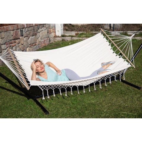 HAMAK OGRODOWY 2 OSOBOWY 200X150CM Z DRĄŻKIEM I Z FRĘDZLAMI MIAMI ECRU HAMAK OGRODOWY 2 OSOBOWY 200X150CM Z DRĄŻKIEM I Z FRĘDZLAMI MIAMI ECRU