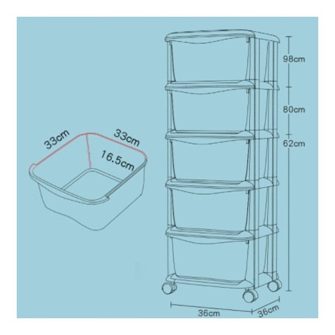 Plastikowy regał na kółkach szafka szuflady szafa 97 x 38 x 37 cm PO10 Plastikowy regał na kółkach szafka szuflady szafa 97 x 38 x 37 cm PO10