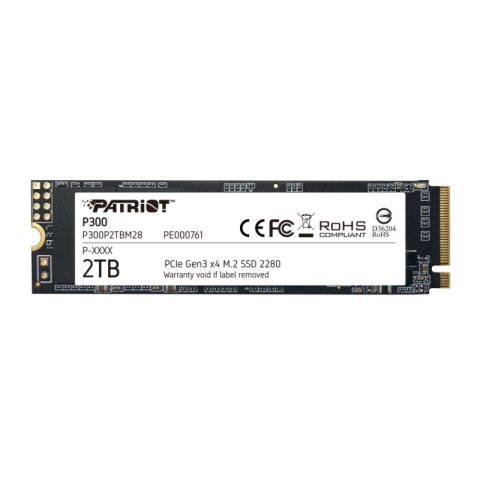 Dysk SSD PATRIOT P300 2 TB P300 (M.2 2280″ /2TB /PCIe NVMe Gen3 x4 /2100MB/s /1650MB/s)