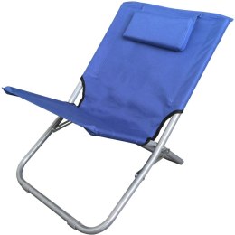 LEŻAK PLAŻOWY SKŁADANY Z ZAGŁÓWKIEM 47X61X37- 58CM GRANATOWY