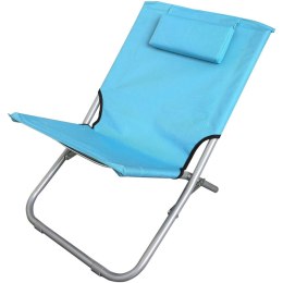 LEŻAK PLAŻOWY SKŁADANY Z ZAGŁÓWKIEM 47X61X37- 58CM NIEBIESKI