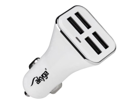 Ładowarka samochodowa AKYGA 4x USB Biały AK-CH-09 Ładowarka samochodowa AKYGA 4x USB Biały AK-CH-09