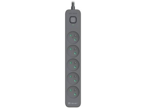 Listwa zasilająca TRACER Power Line+ 3 m 5 gniazd Grafitowy TRALIS47024 Listwa zasilająca TRACER Power Line+ 3 m 5 gniazd Grafitowy TRALIS47024